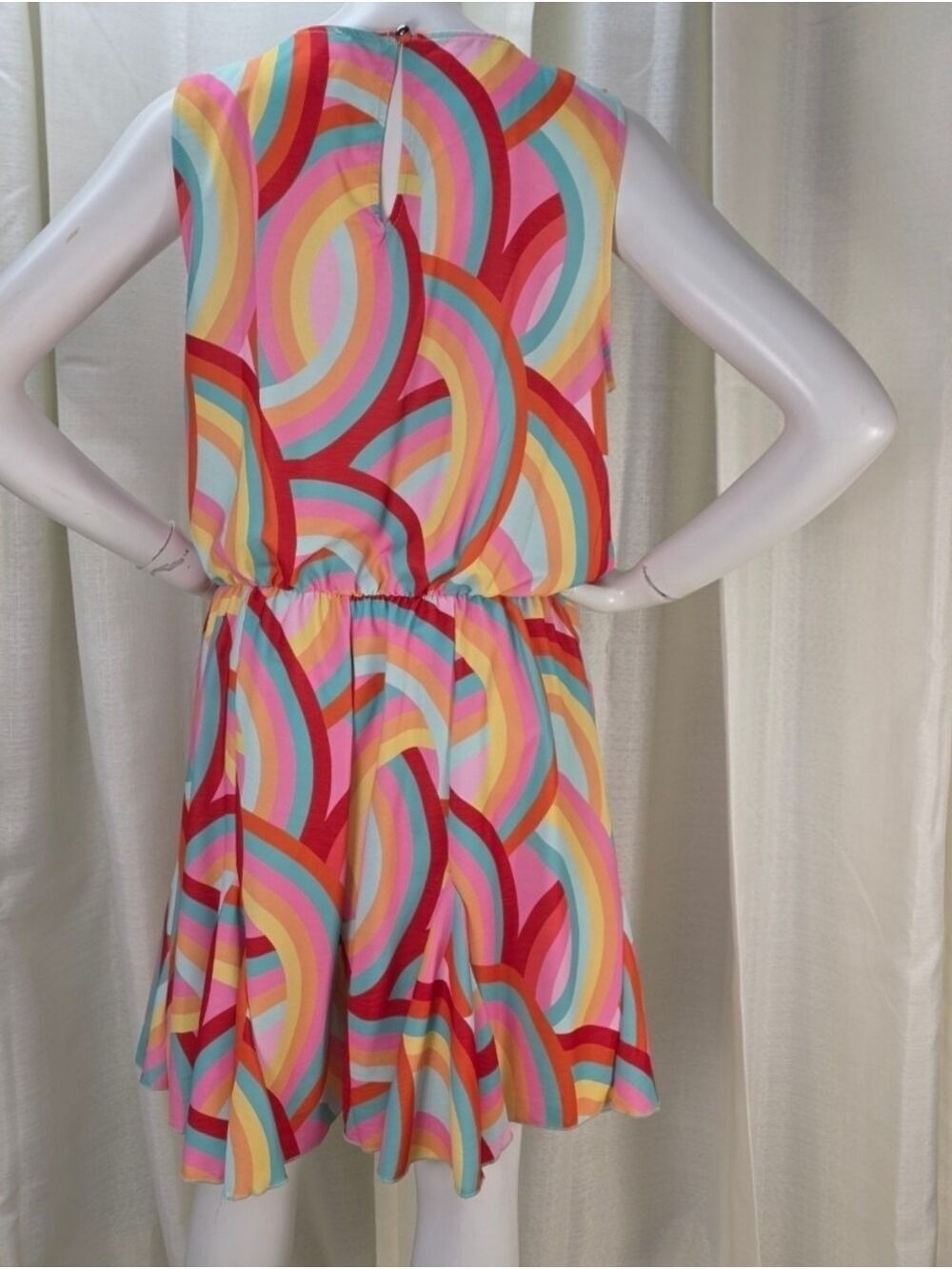 Haptics Buttercup Retro Rainbow Romper Large Flare Hem Boho Festival NIP - Picture 2 of 11
